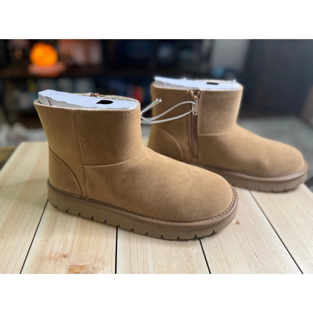 Women's May Suede Booties with Memory Foam Insole - Universal Thread™ Tan 7